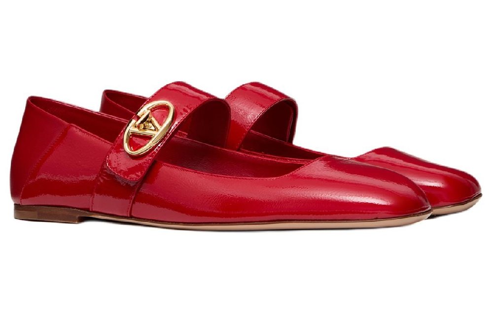 Valentino VLogo Locker Mary Jane Square Toe Ballerina Shoes Women's