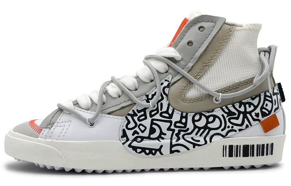 Nike Blazer Anti-Slip Wear-Resistant High-Top Skateboard Shoes Unisex White Black