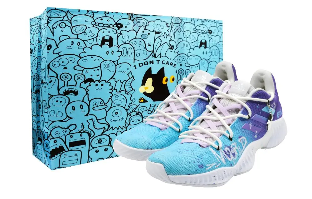 Adidas Pro Bounce 2018 Star Cloud Travel Cushioning Low top Basketball Shoes Men's Blue Purple