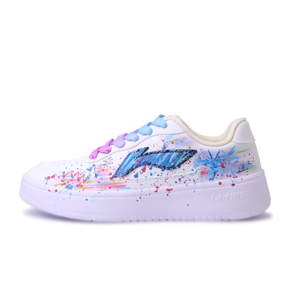 LiNing Pontoon Boats Abrasion Resistant, Lightweight, And Breathable Low Top Skateboard Shoes Unisex White Pink Blue