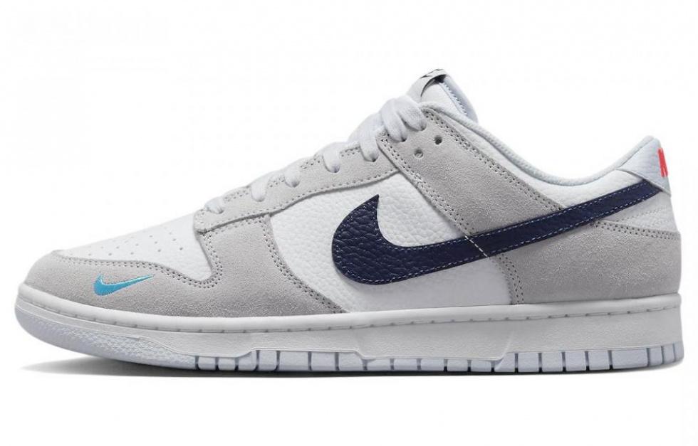 Nike Dunk Low White Grey Navy Aqua Mini Swoosh