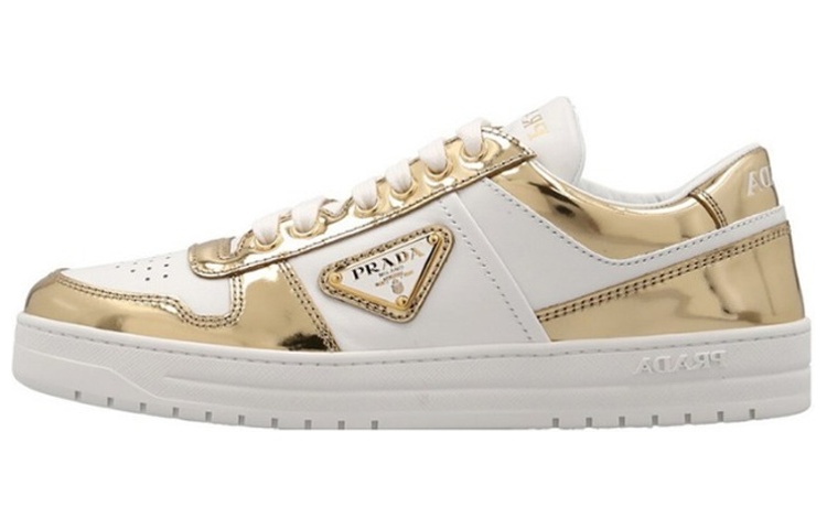 PRADA Downtown Leather Sneakers 'White Gold' Women's