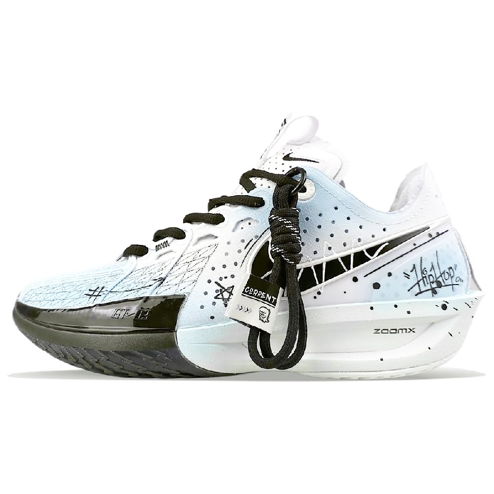Nike Air Zoom G.T. Cut 3 Wear-Resistant Slip-Resistant Low-Top Basketball Shoes Unisex White Blue