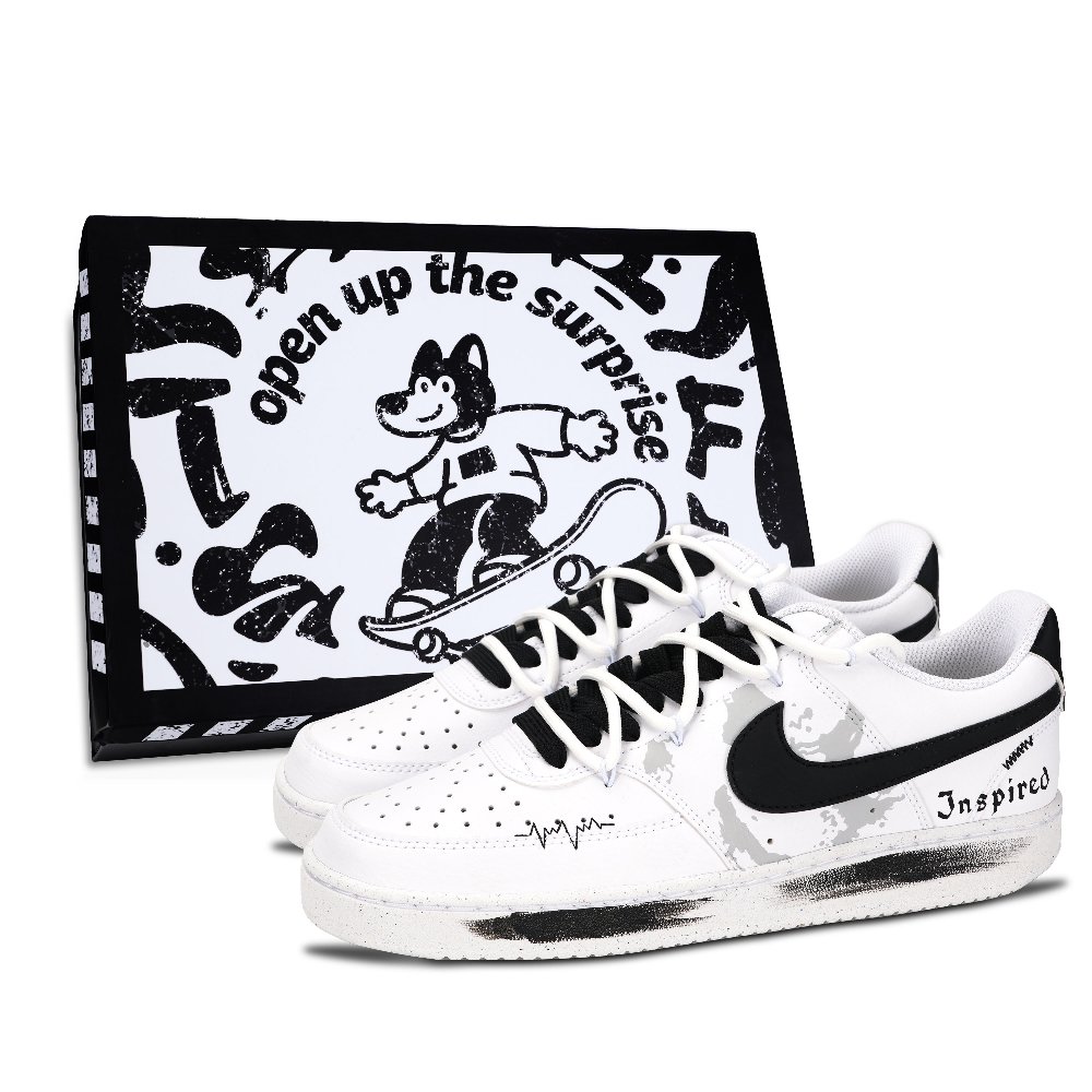 Nike Court Vision 1 Abrasion Resistant Low Top Skateboard Shoes Unisex White Black