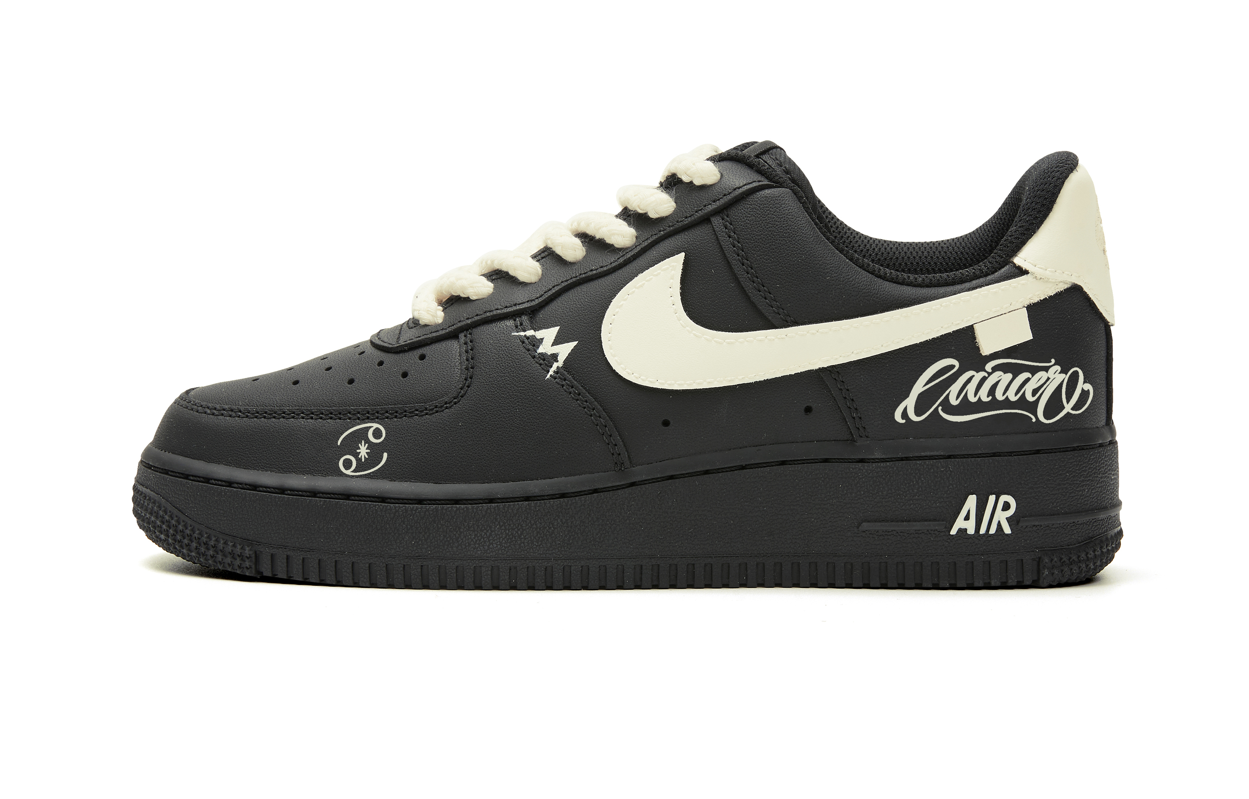 Nike Air Force 1 Abrasion Resistant Slip Resistant Low top Skateboard Shoes Unisex Beige Black