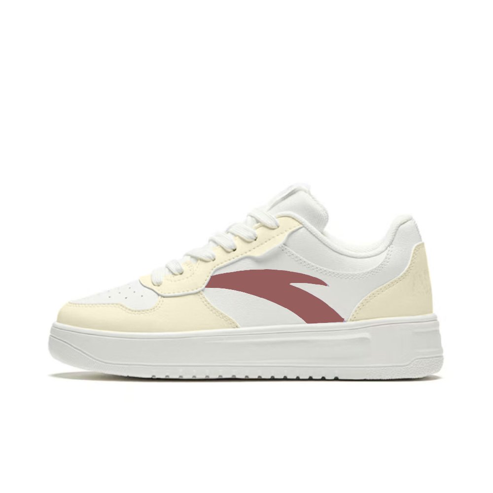 Anta Anti-Slip And Wear-Resistant Lightweight Low-Top Skateboard Shoes Women's White Yellow Red