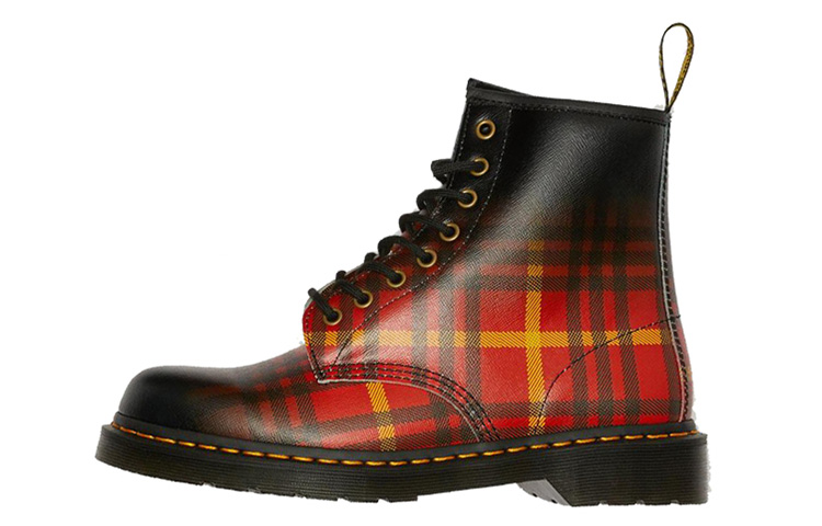 Dr.Martens 1460 Tartan Leather Boots Black/Orange/Red