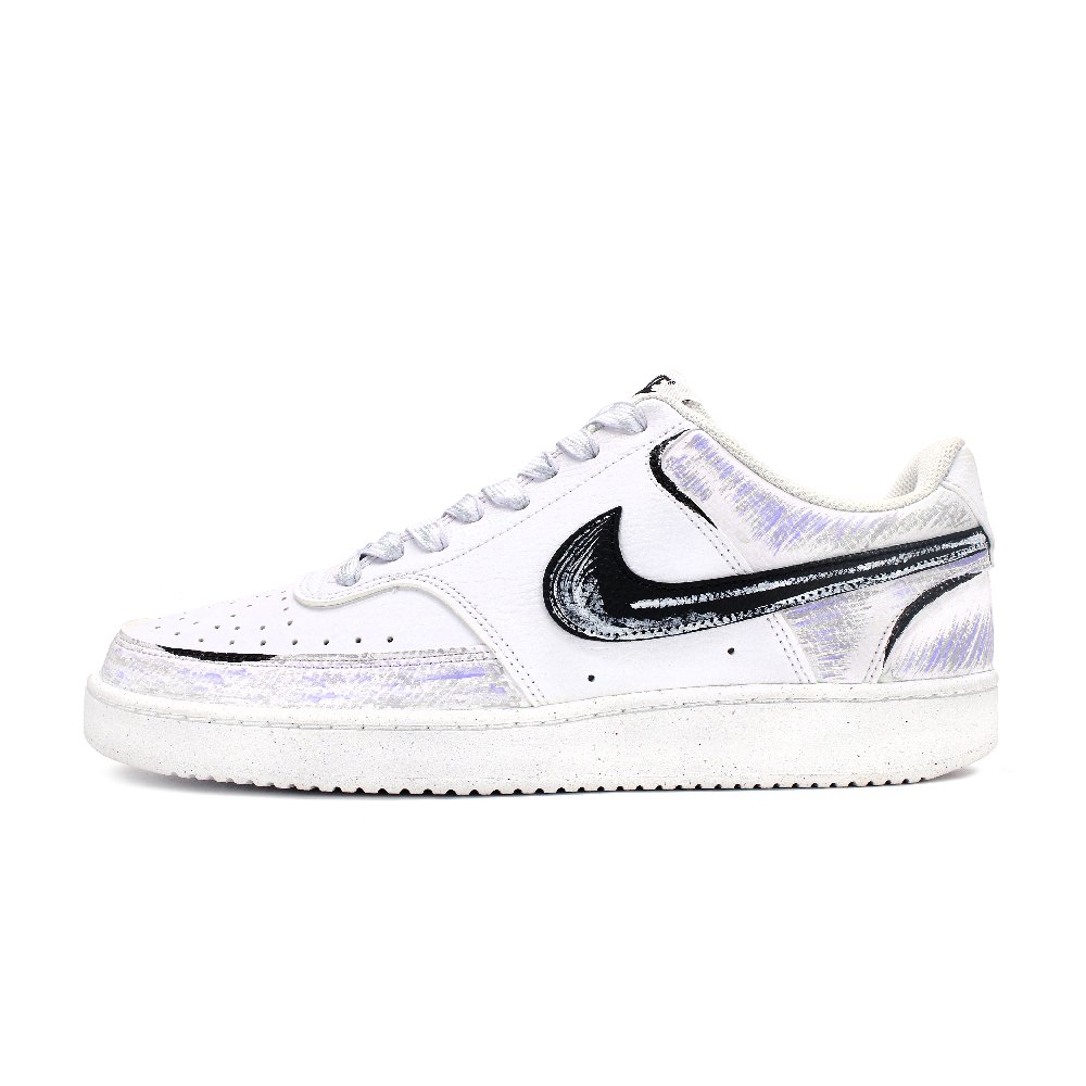 Nike Court Vision 1 Anti Slip Wear Resistant Low Top Skateboard Shoes Men's Purple White