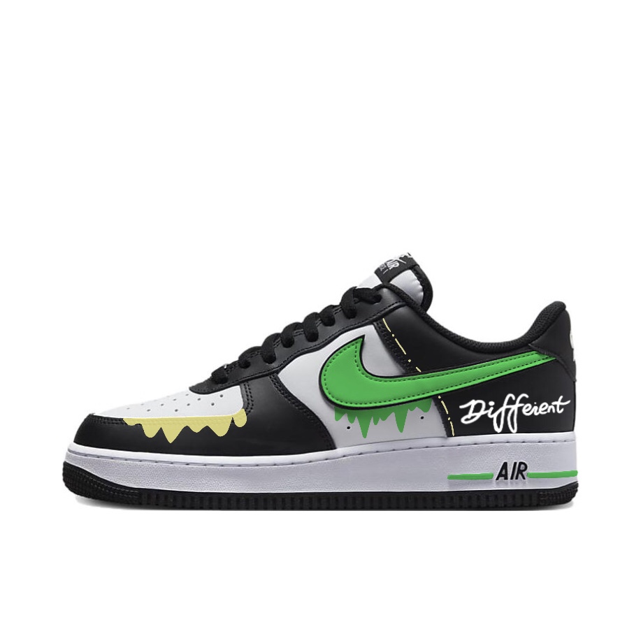 Nike Air Force 1 Milkshake Green Sprout Abrasion Resistant Low top Skateboard Shoes Unisex Black White
