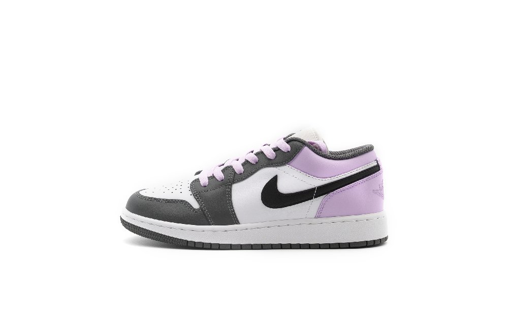 Jordan Air Jordan 1 Abrasion Resistant Low Top Vintage Basketball Shoes Unisex Gray Purple
