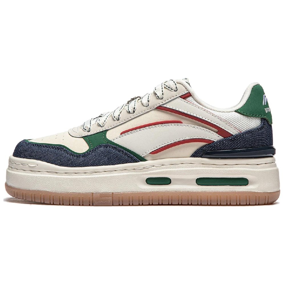 LiNing Future C1 Anti-Slip Wear-Resistant Low-Top Skateboard Shoes Women's Beige Green