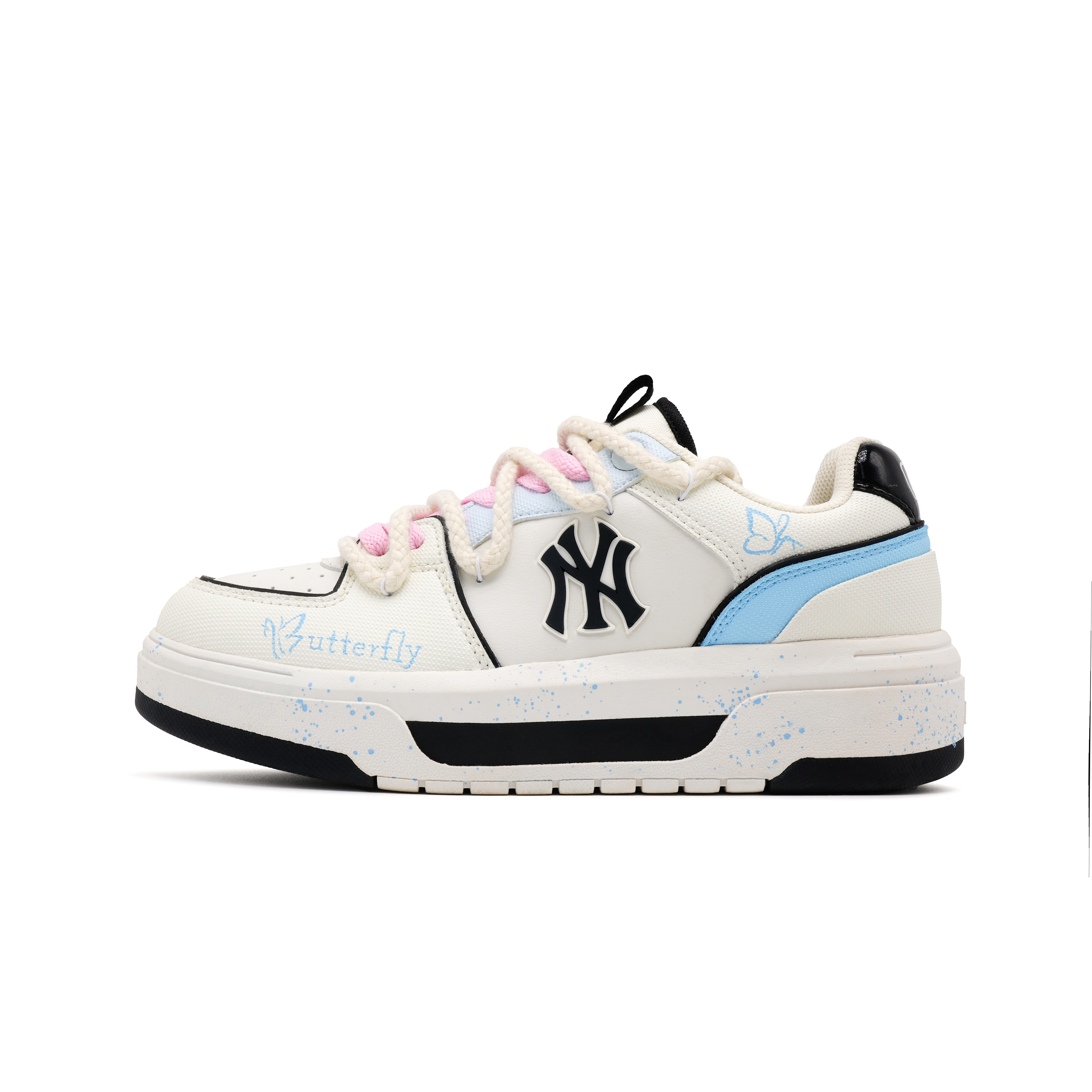MLB Chunky Liner Anti Slip Wear Resistant Low Top Skateboard Shoes Unisex Ecru