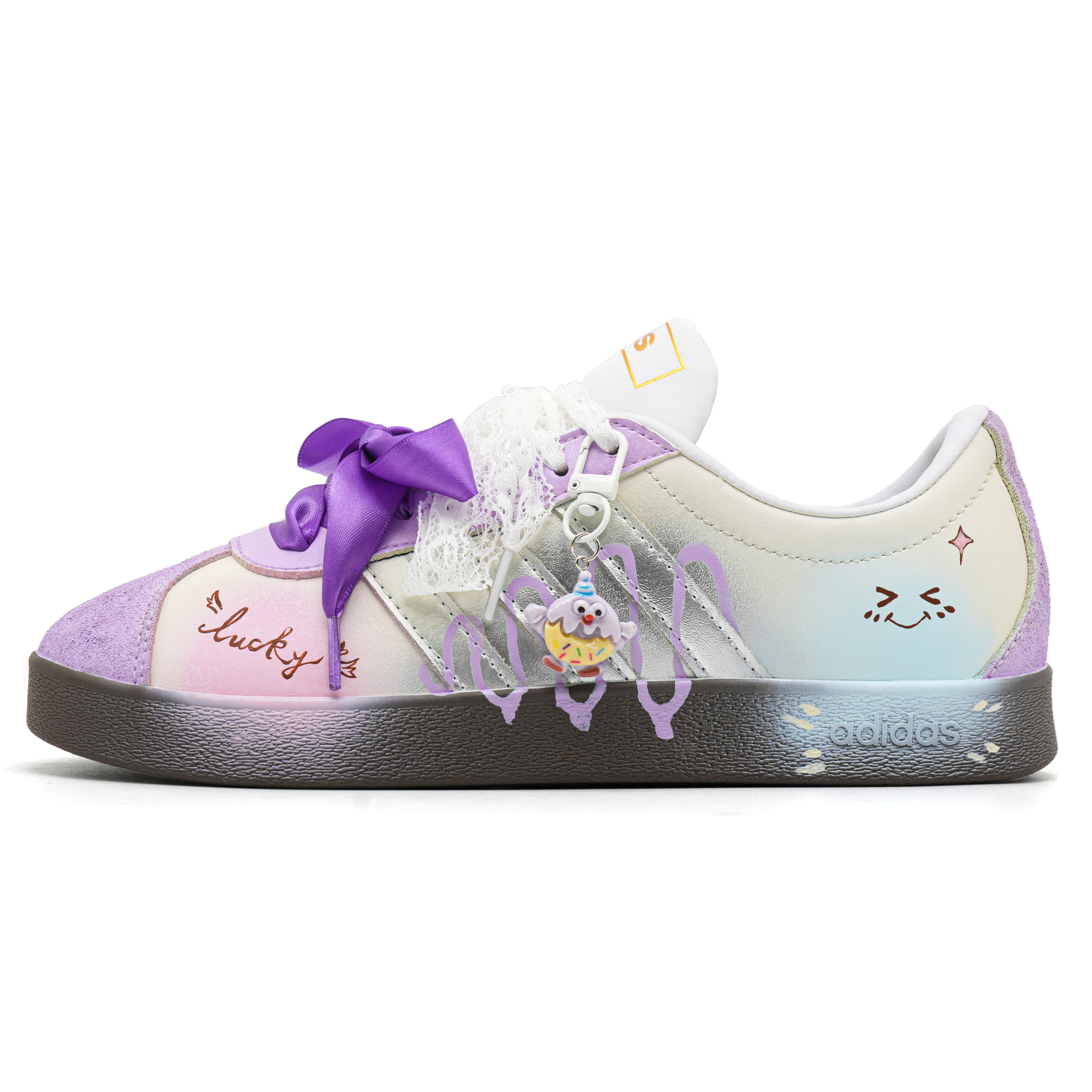 Adidas VL COURT 2.0 Donut Abrasion Resistant, Lightweight, And Breathable Low top Skateboard Shoes Unisex