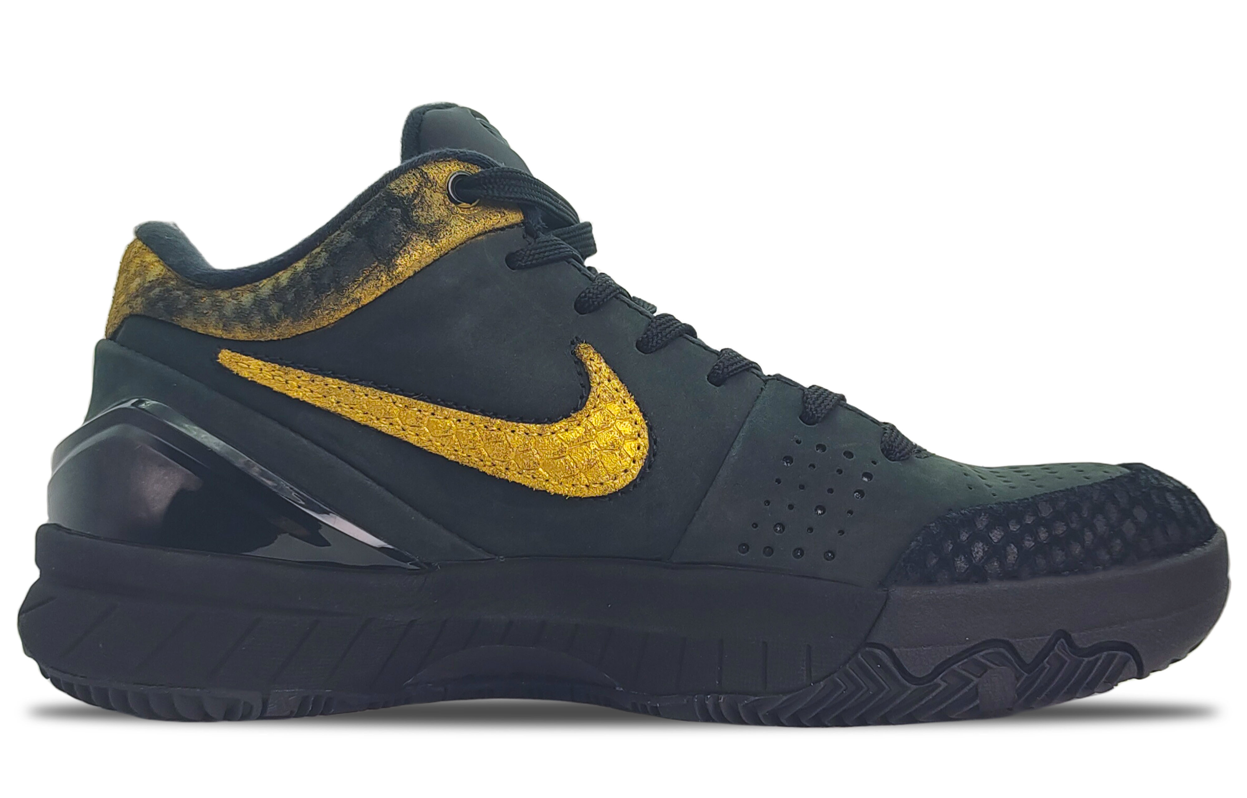 Nike Zoom Kobe 4 Protro 'Black Mamba' Cushioning Low-Top Basketball Shoes Unisex Black Gold