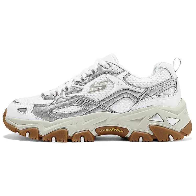 Skechers D'LITES Hiker Breathable Support Low top Chunky Sneakers Men's Silver White