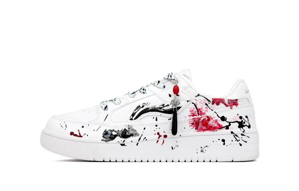 LiNing Tianji Slip-Resistant Cushioning Wear-Resistant Low-Top Skateboard Shoes Unisex Black White