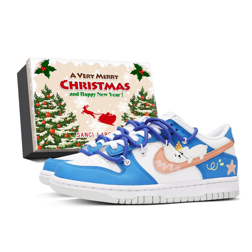 Nike Dunk Low Low-Top Skateboard Shoes GS White Blue