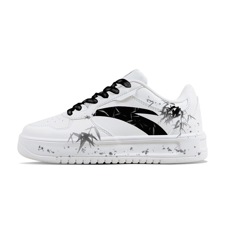 Anta Relaxed Anti Slip Wear Resistant Low Top Skateboard Shoes Unisex Black White