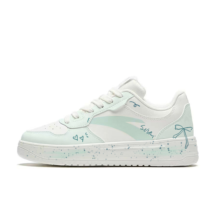 Anta Abrasion Resistant, Lightweight, And Breathable Low Top Skateboard Shoes Unisex White Green