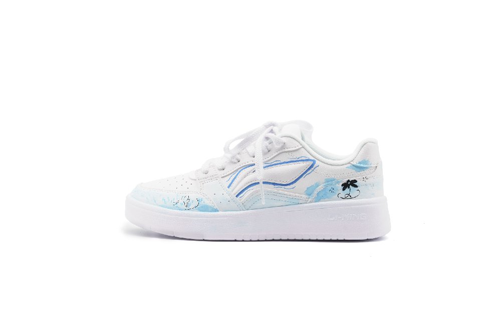 LiNing Acer Truncatum Non slip Lightweight Low Top Skateboard Shoes Unisex White Blue