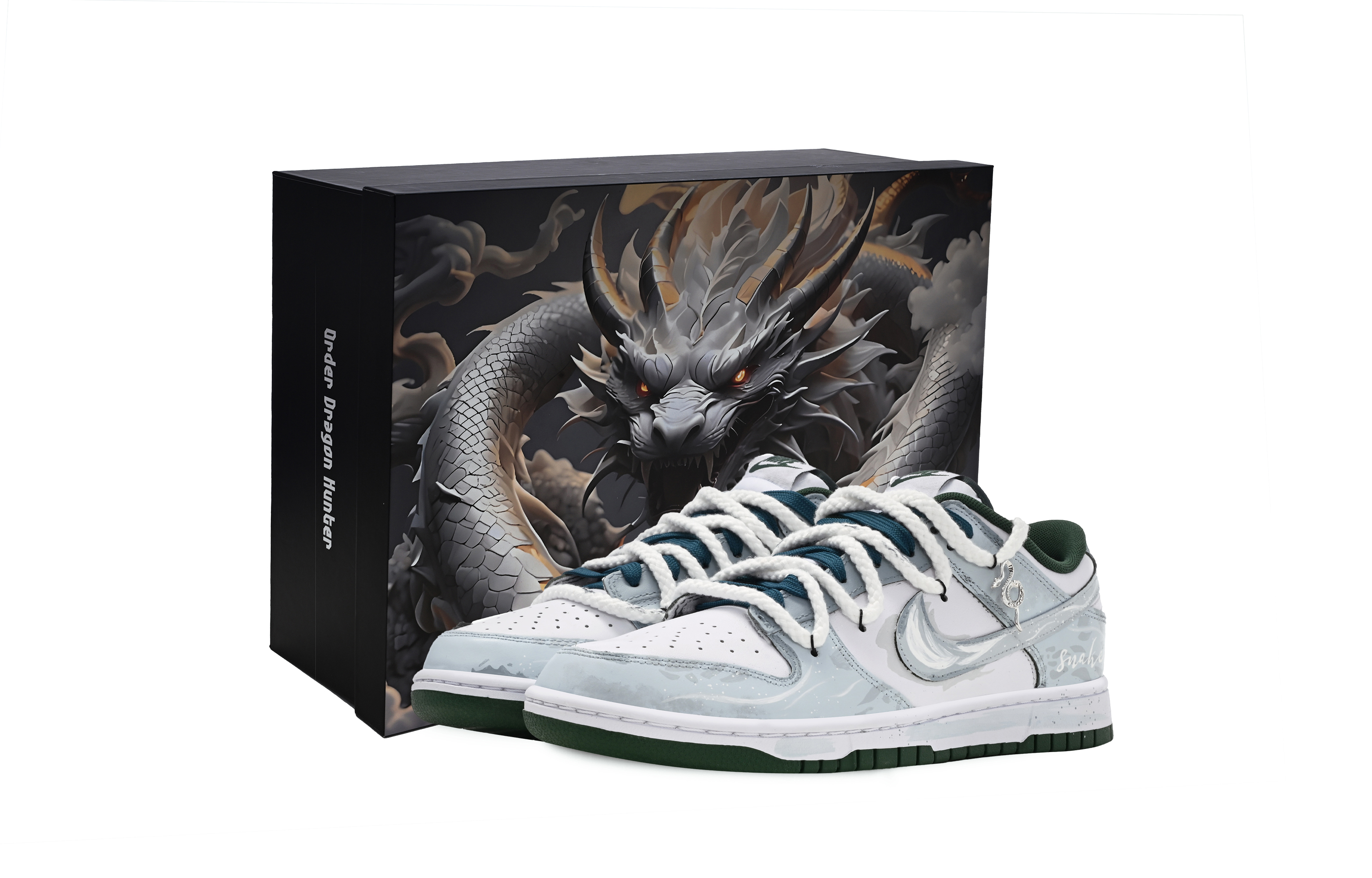Nike Dunk Serpent's Blessing Coverage Cushioning Low top Skateboard Shoes Unisex White Gray