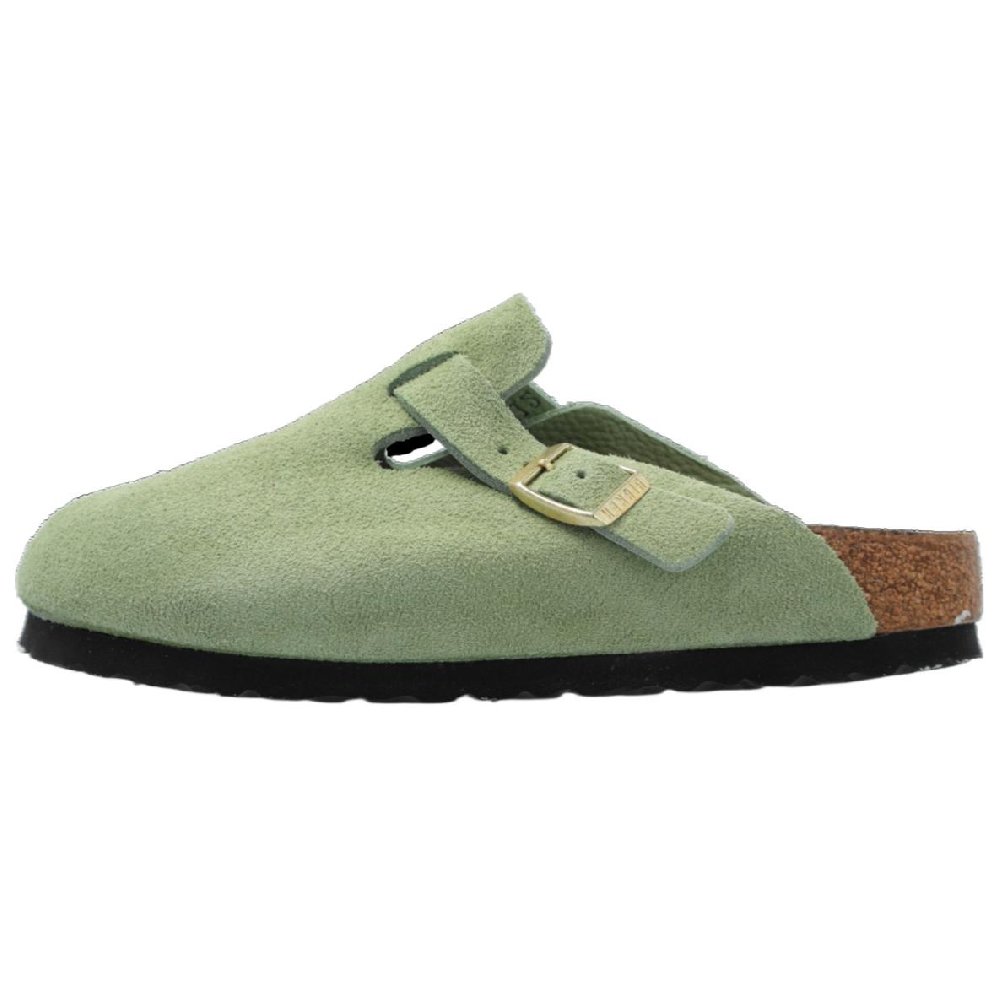 Birkenstock Boston Soft Footbed Suede Green Tea Narrow Fit Women's