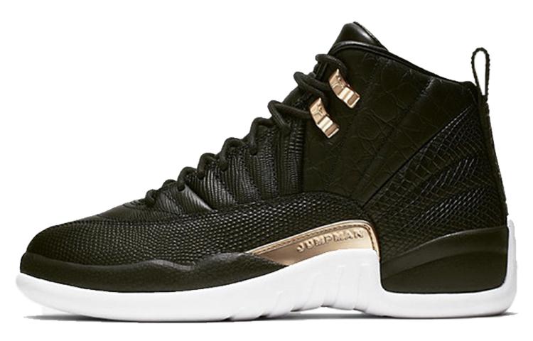 Jordan 12 Retro Black Metallic Gold White Women's