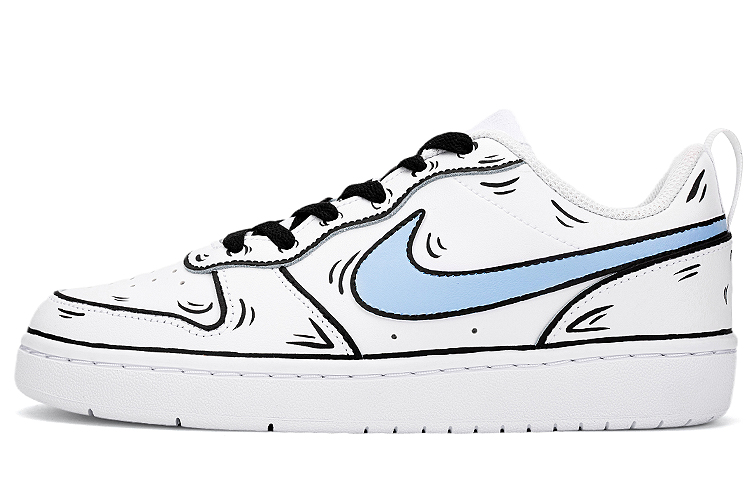 Nike Court Borough Low 2 Low top Skateboard Shoes GS White Black