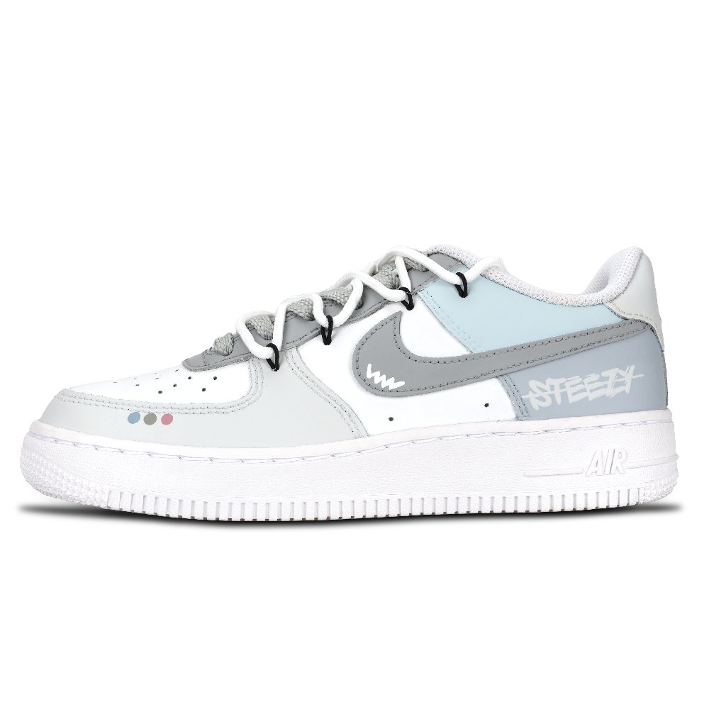 Nike Air Force 1 Abrasion Resistant Low Top Skateboard Shoes Unisex Gray Blue