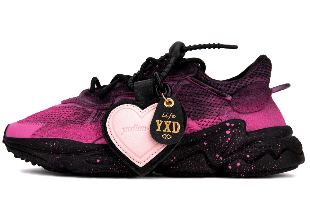 Adidas Originals Ozweego Anti-Slip Wear-Resistant Low-Top Chunky Sneakers Unisex Black Pink