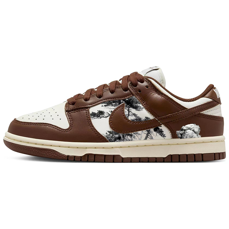 Nike Dunk Anti-Slip Wear-Resistant Low-Top Skateboard Shoes Women's Beige Brown