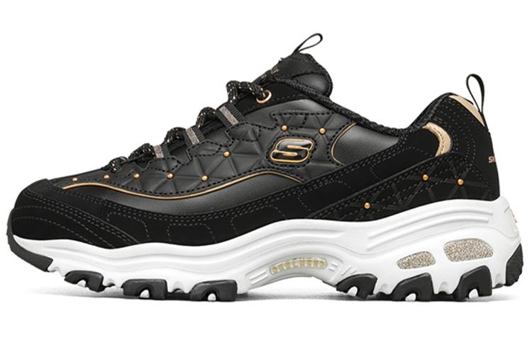 Skechers D'Lites Non-slip Wear-resistant Shock Absorption Low-Top Chunky Sneakers Women's Black