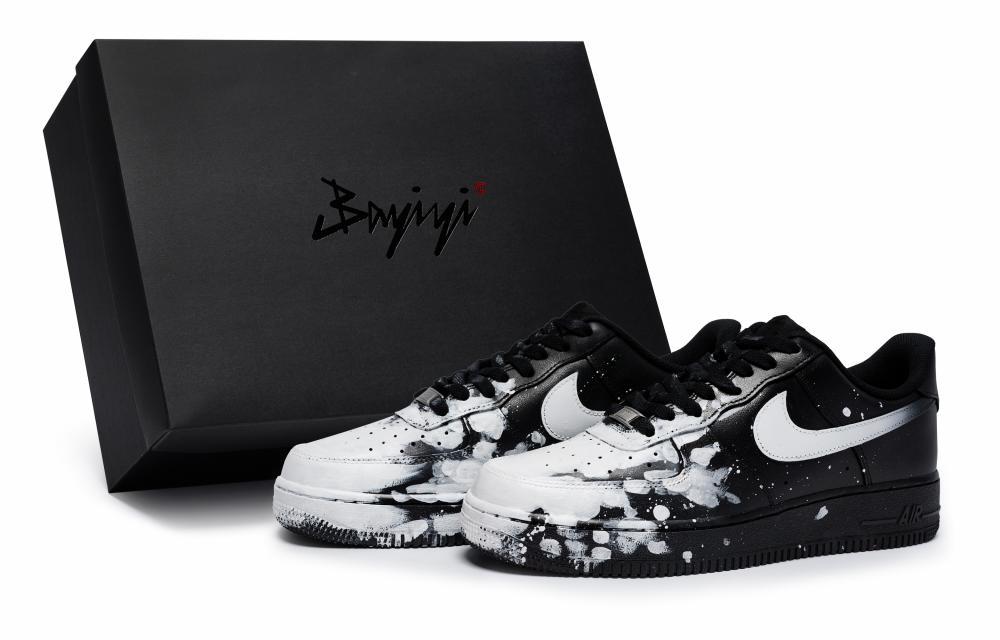 Nike Air Force 1 07 811 Manufacture Gothic White Flame Special Shoe Box Low-Top Skateboard Shoes Unisex Black White