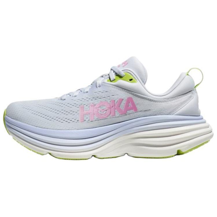 HOKA ONE ONE Bondi 8 Anti-Slip Wear-Resistant Low-Top Casual Running Shoes Women's Blue Pink