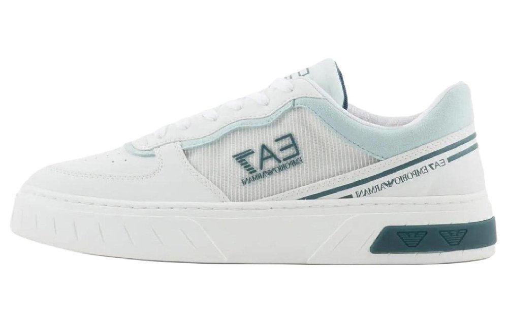 EMPORIO ARMANI Low-Top Skateboard Shoes Unisex White Light Blue