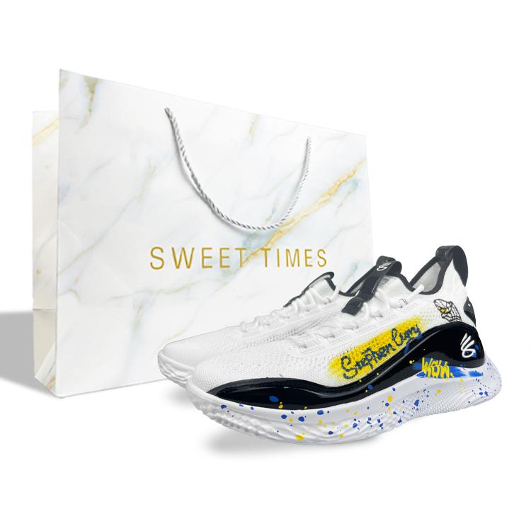 Under Armour Curry 8 Anti-Slip Wear-Resistant Breathable Lightweight Mid-Top Basketball Shoes Unisex Black White
