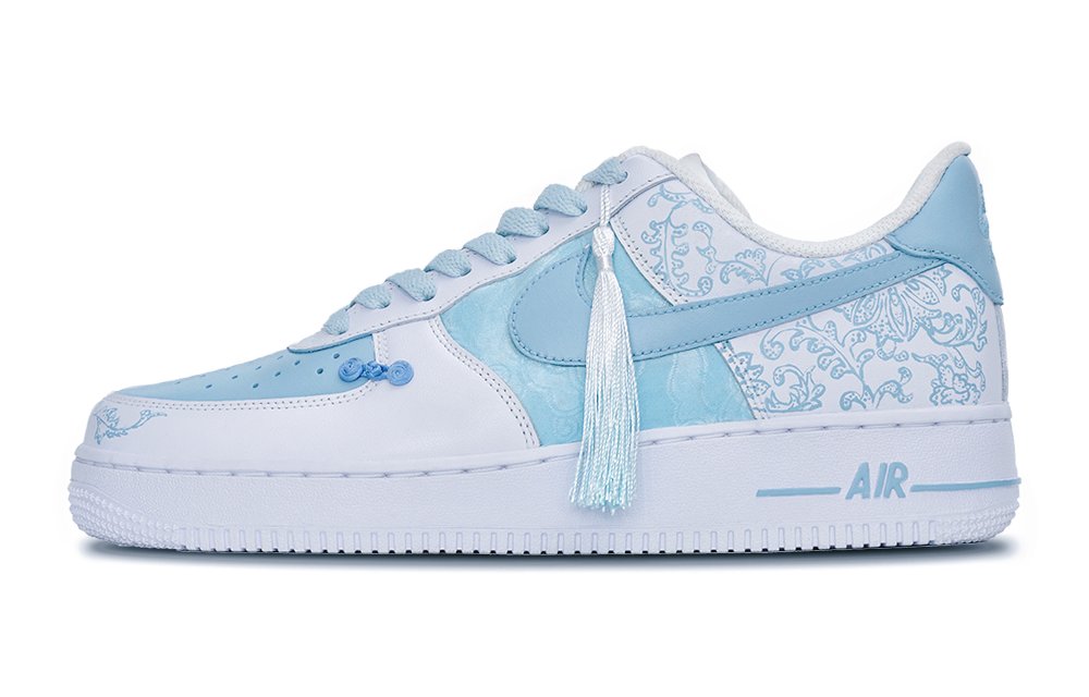 Nike Air Force 1 Blue And White Coverage Slip Resistant And Abrasion Resistant Low Top Skateboard Shoes Unisex Blue