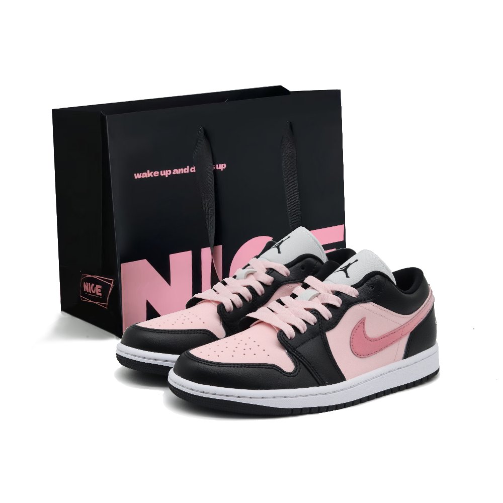 Jordan Air Jordan 1 Anti-Slip Wear-Resistant Low-Top Vintage Basketball Shoes Women's Black Pink