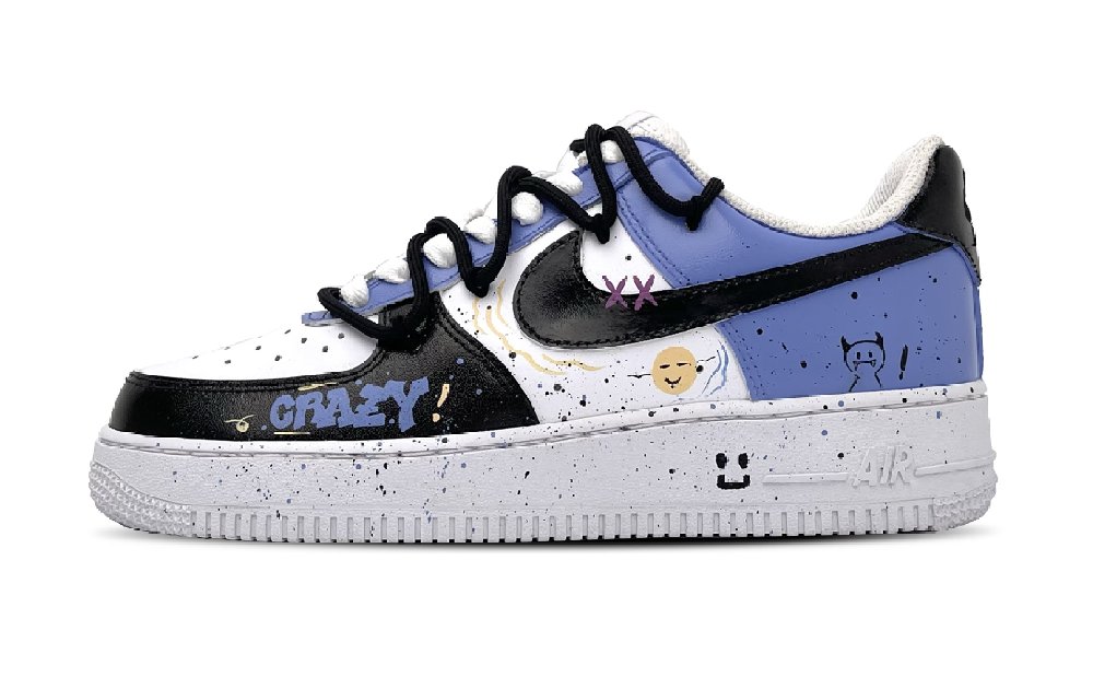 Nike Air Force 1 Abrasion Resistant Low Top Skateboard Shoes Men's Blue Black