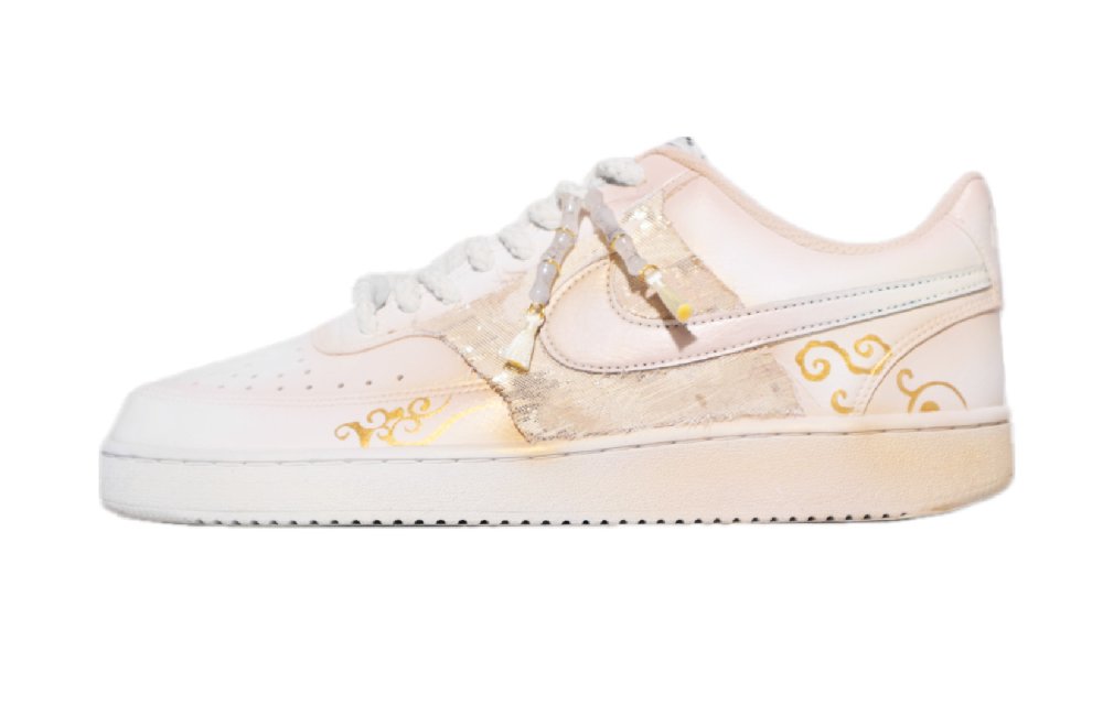 Nike Court Vision 1 Low-Top Skateboard Shoes Men's Pink Gold
