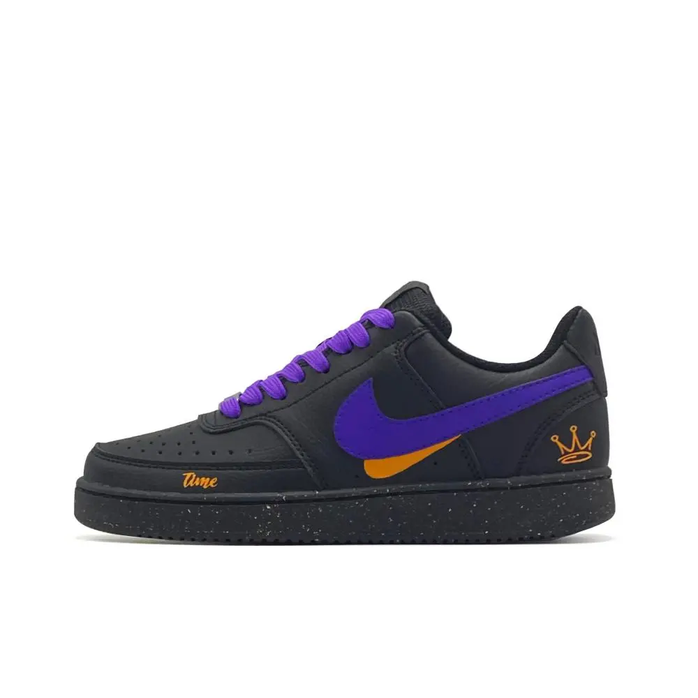Nike Court Vision Dusk Night Purple Radiance Abrasion Resistant Low top Skateboard Shoes Unisex Black