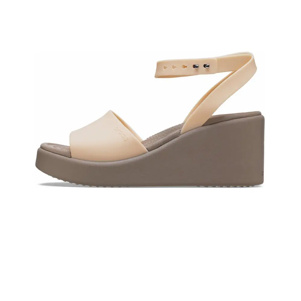 Crocs Brooklyn Ankle Strap Wedge Sandals 'Cream White Brown' Women's