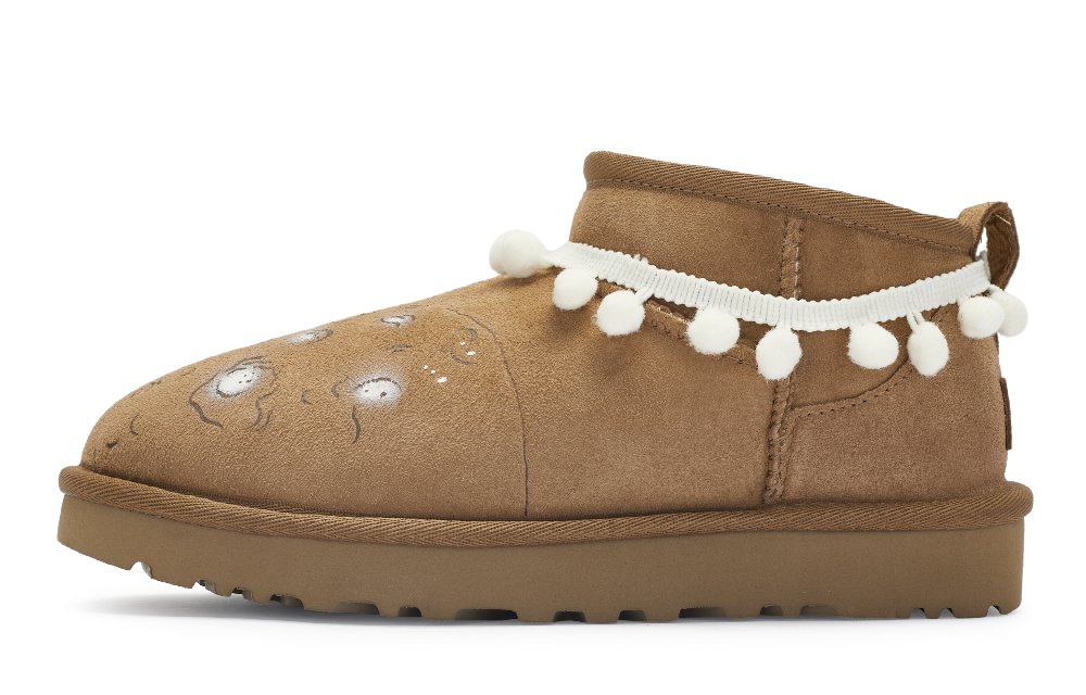 UGG CLASSIC ULTRA MINI 811 Manufacture Moonwalk Warm Ankle-Length Snow Boots Women's Chestnut Brown