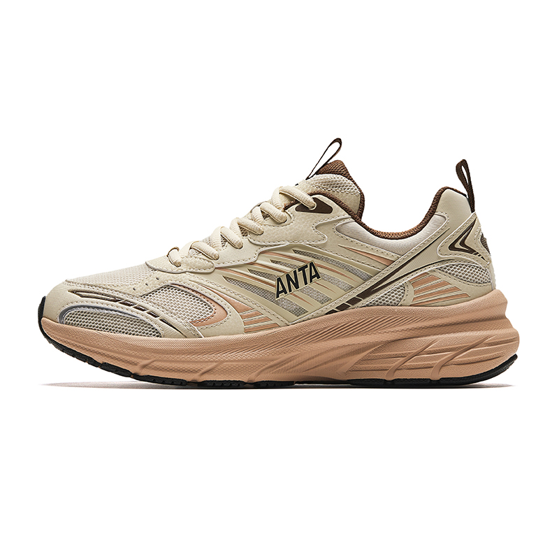 Anta Shock Absorbers Slip Resistant Abrasion Resistant Low top Casual Running Shoes Men's Beige Yellow