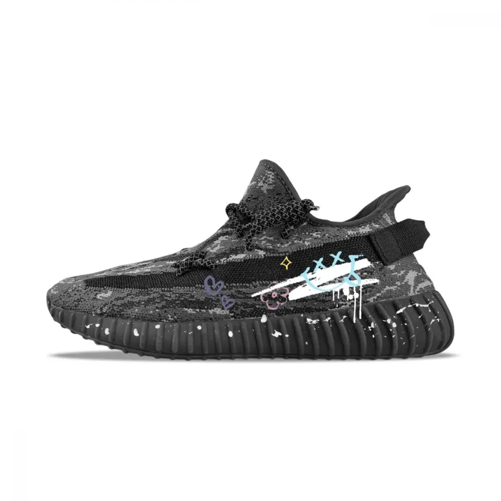 Adidas Originals Yeezy Boost 350 V2 Abrasion Resistant Low top Casual Shoes Unisex Black White