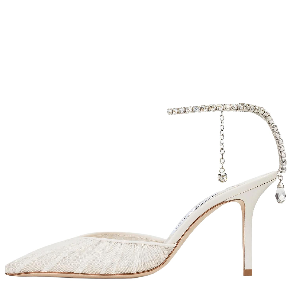 Jimmy Choo Saeda Slim Heel High Heels 8.5cm Women's Ivory White