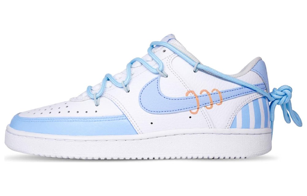 Nike Court Vision 1 Low Low-Top Skateboard Shoes Women's White Blue