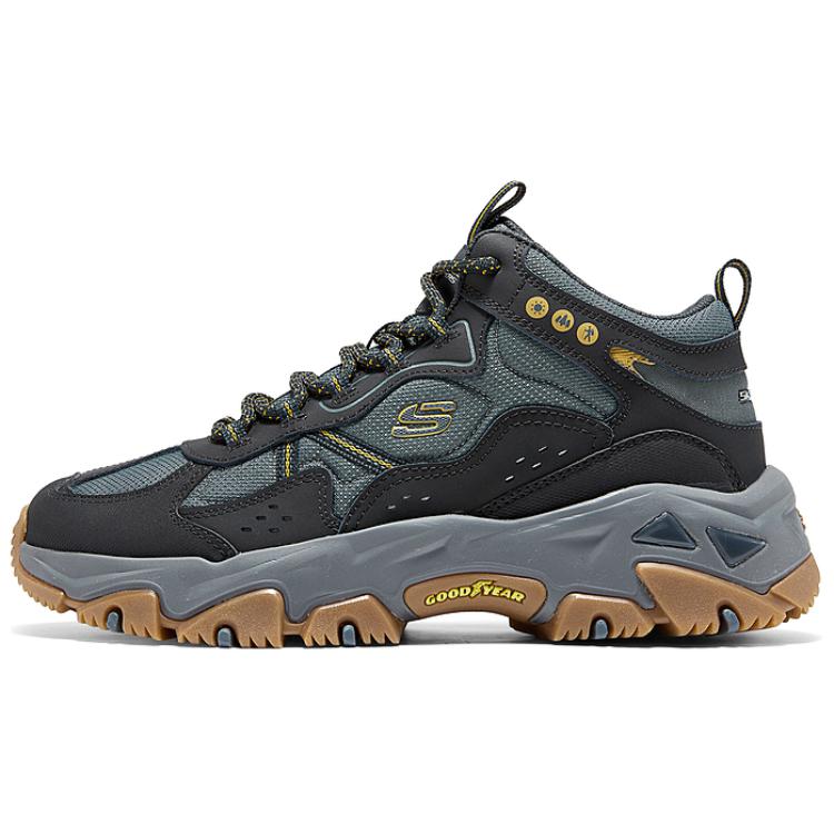 Skechers OUTDOOR MENS Mid Top Casual Shoes Men's Black Gray Yellow
