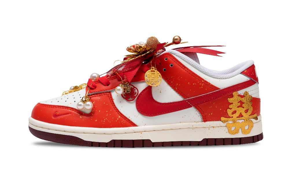 Nike Dunk Year Of Prosperity Slip-Resistant Cushioning Abrasion-Resistant Low-Top Skateboard Shoes GS Red