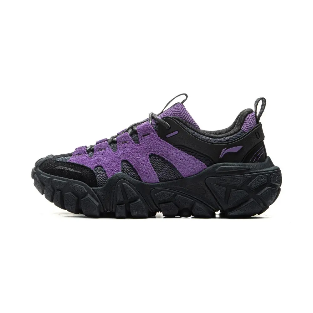 LiNing Dunes Cushioning Anti-Slip Wear-Resistant Breathable Height Increasing Low-Top Casual Shoes Women's Black Purple